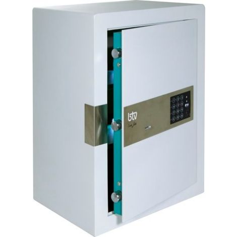 Coffre-fort BTV blindé JADE E-70 pour la protection d’objets de valeur - 78 KG 740 x 500 x 400 MM Blanc cassé