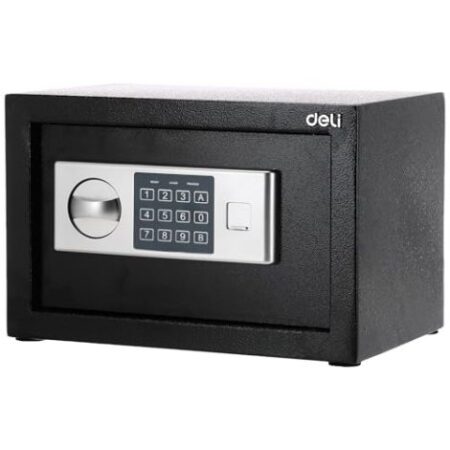 Coffre-fort numérique Deli ET520 avec clavier et clé 200x310x200 mm - 5,7 kg noir