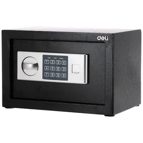 Coffre-fort numérique Deli ET520 avec clavier et clé 200x310x200 mm - 5,7 kg noir